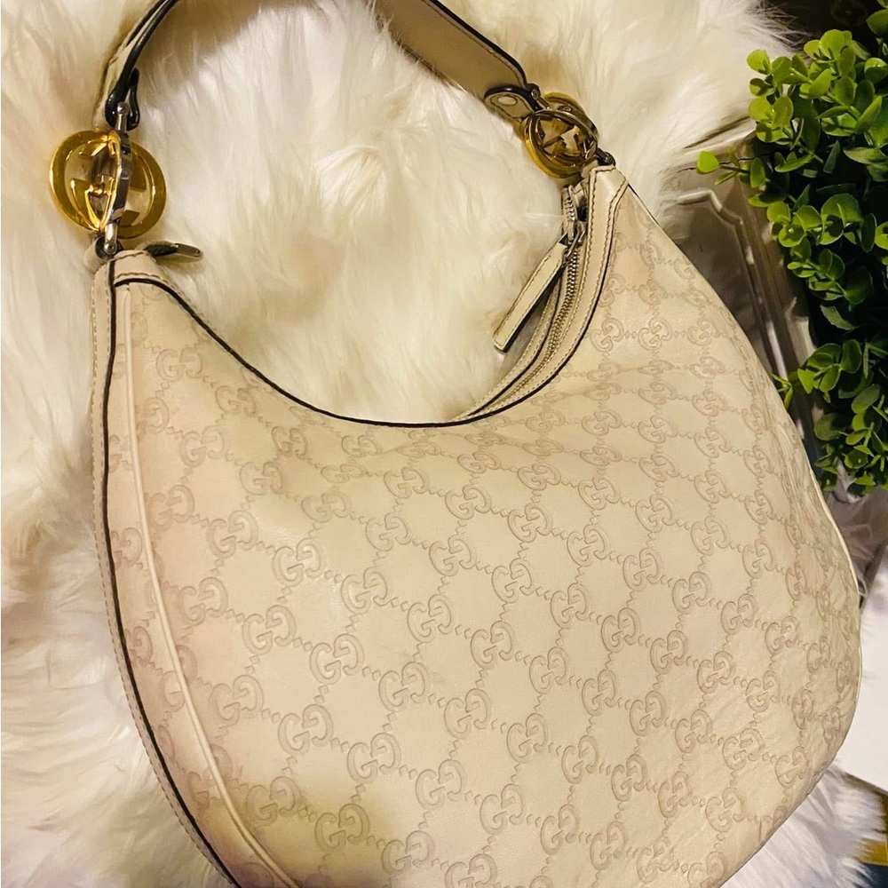 Authentic Cream Hobo Bag with Gold Details